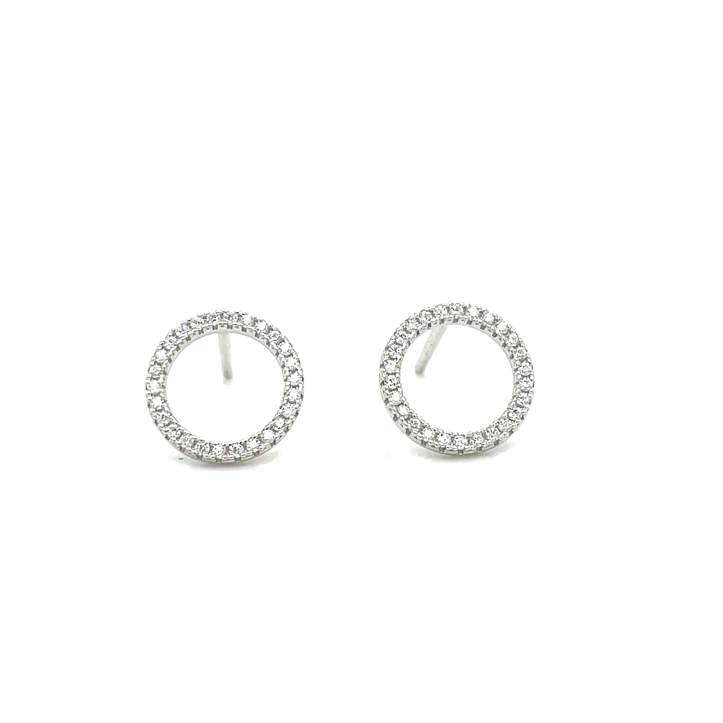 Sterling Silver Open CZ Circle Stud Earring