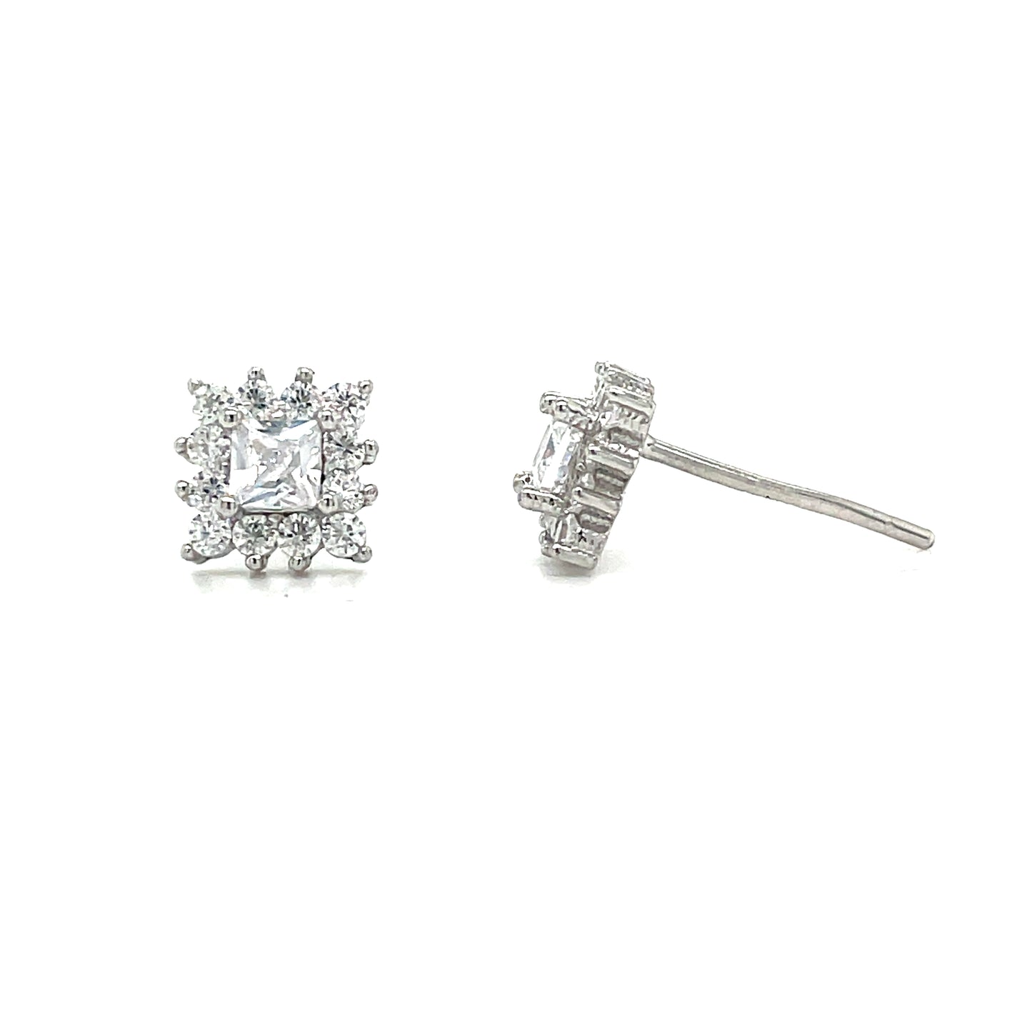 Sterling Silver Square CZ Cluster
