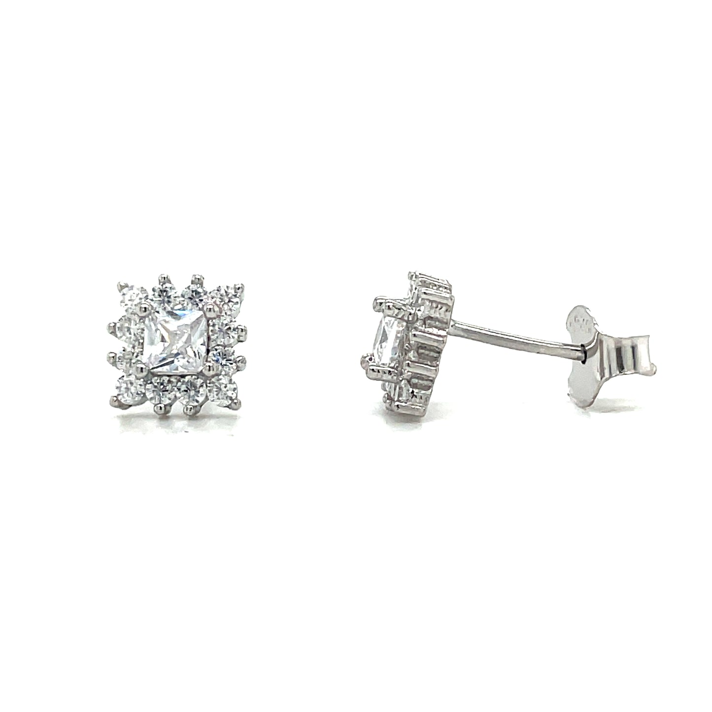 Sterling Silver Square CZ Cluster