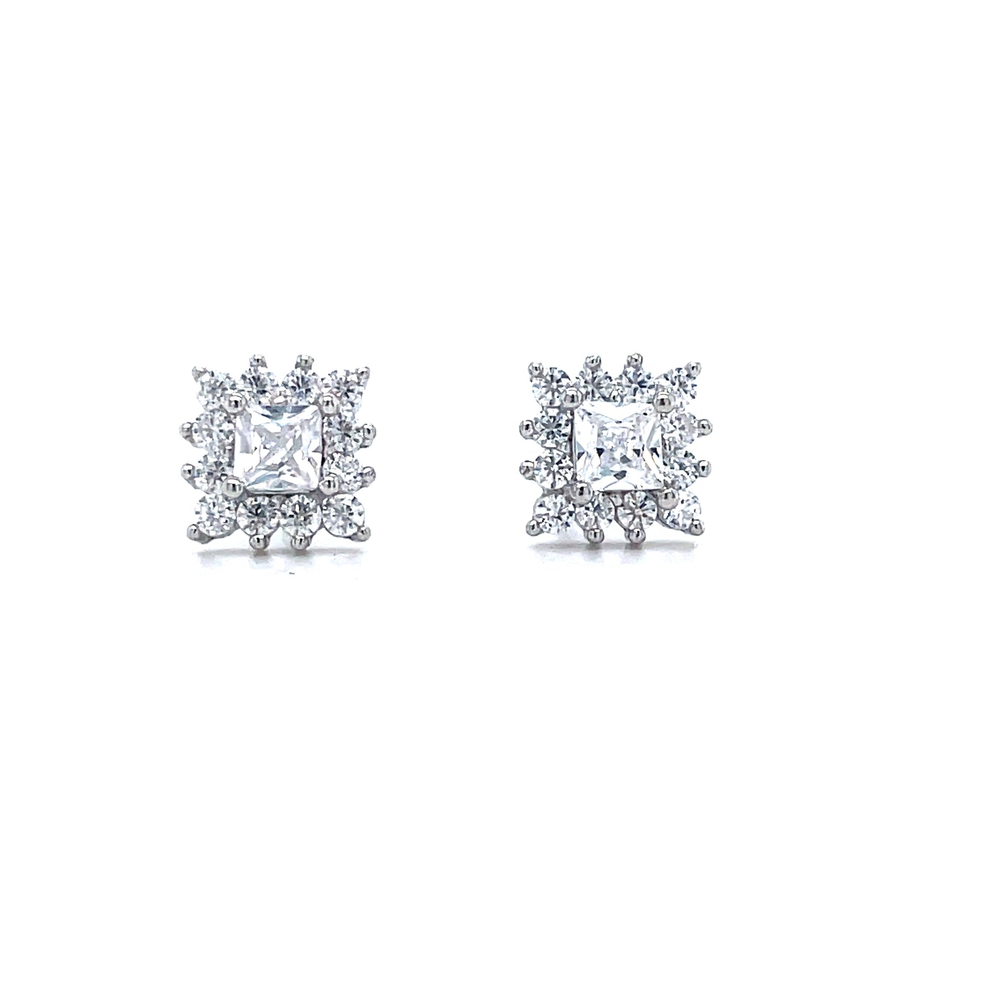 Sterling Silver Square CZ Cluster