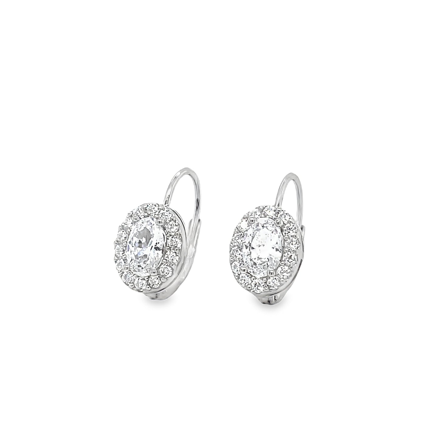 Sterling Silver Oval CZ Cluster Huggy Earrings