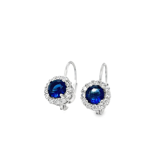 Sterling Silver Blue and White CZ Cluster Huggy Earrings