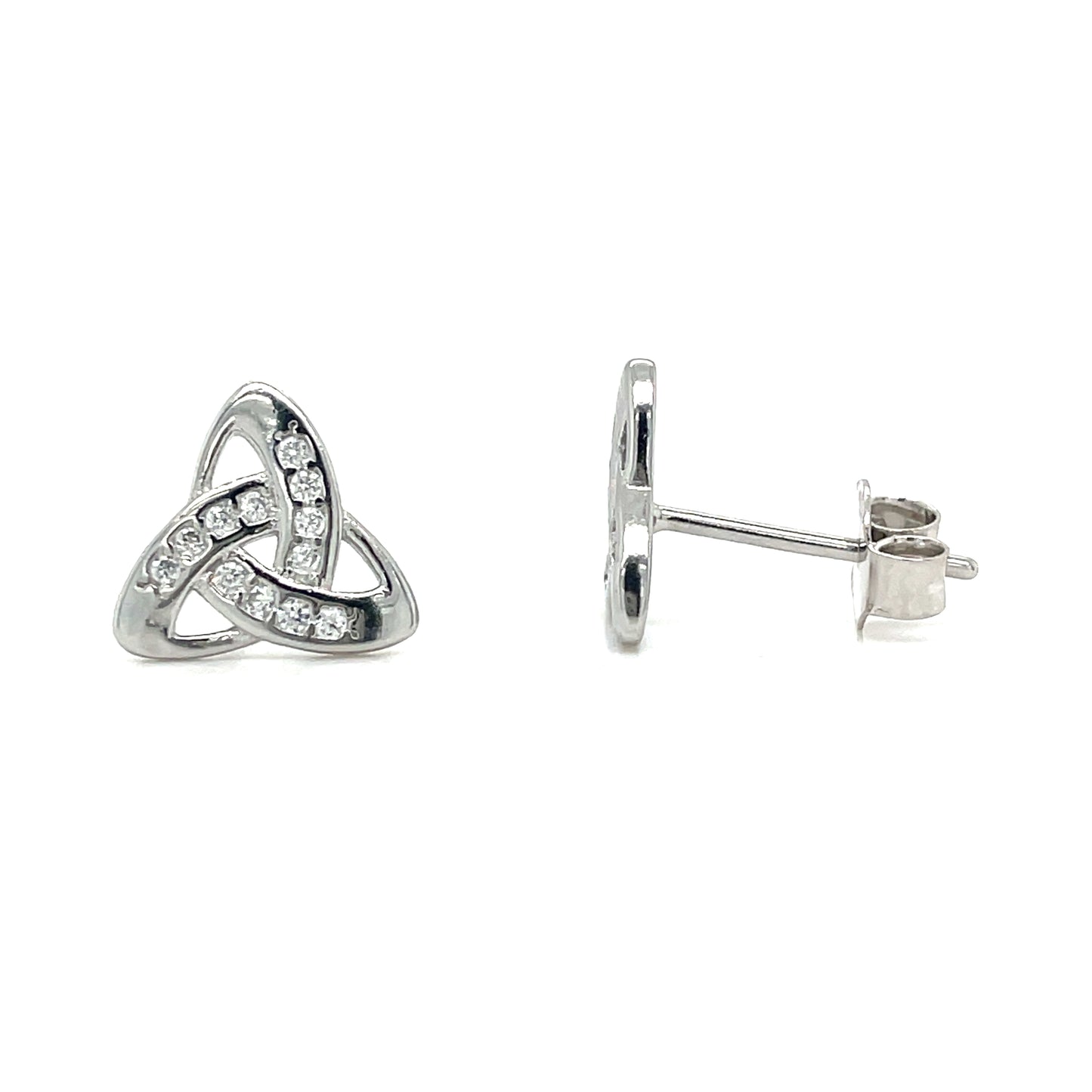 Sterling Silver Celtic Open CZ Trinity Knot Earring