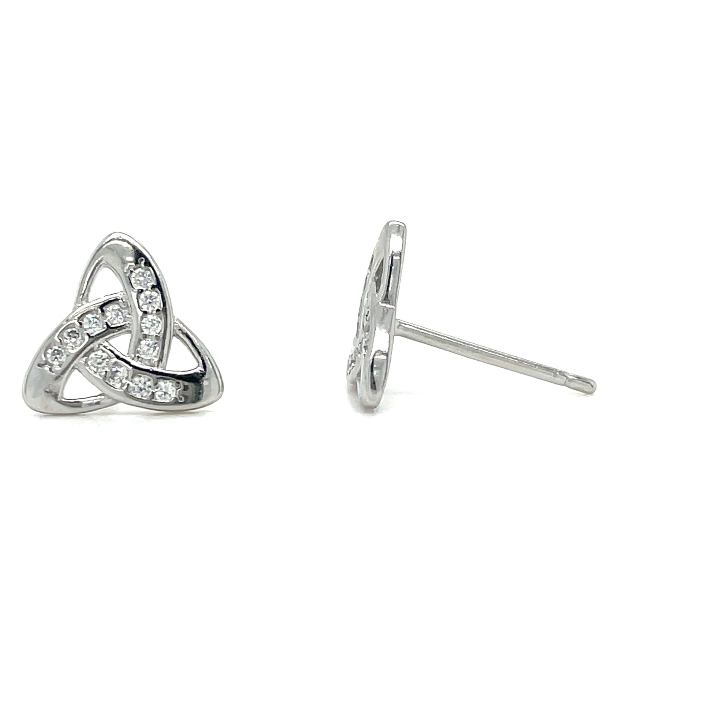 Sterling Silver Celtic Open CZ Trinity Knot Earring