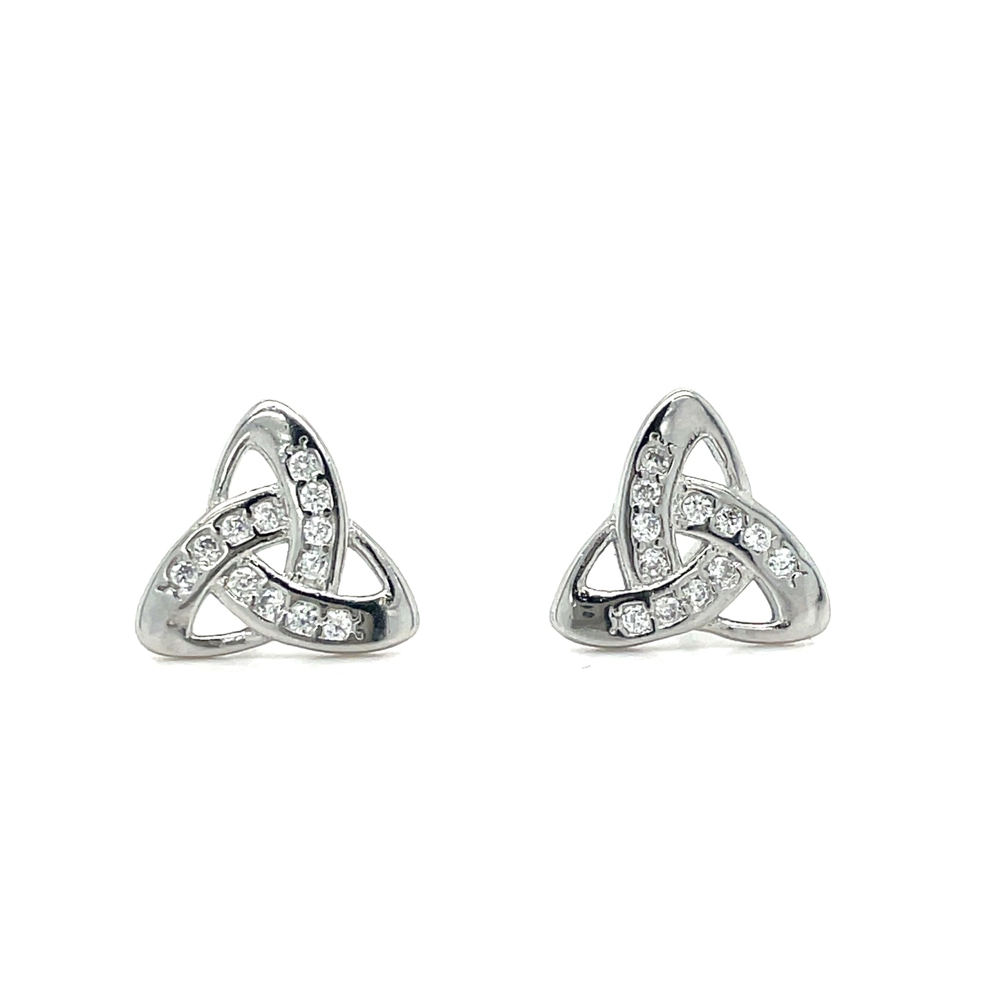 Sterling Silver Celtic Open CZ Trinity Knot Earring