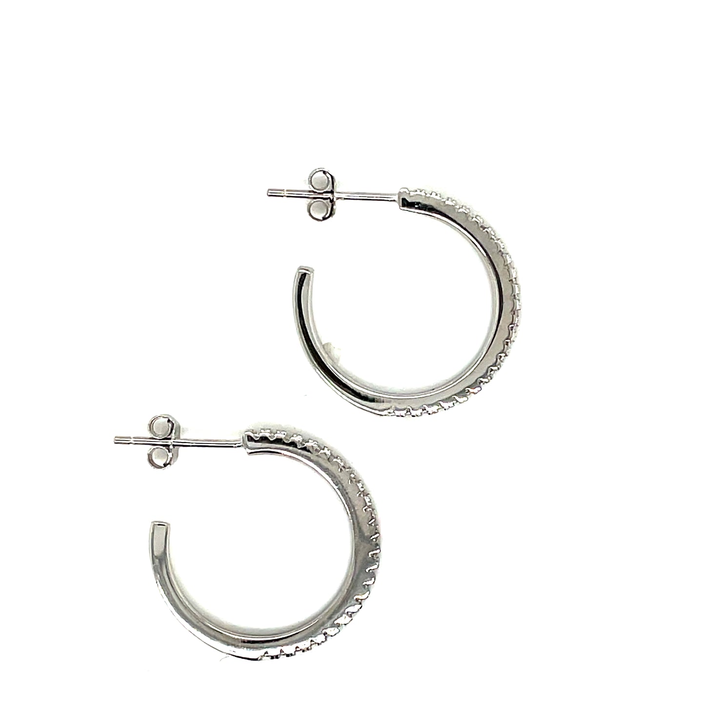 Sterling Silver CZ Set Hoop Earrings