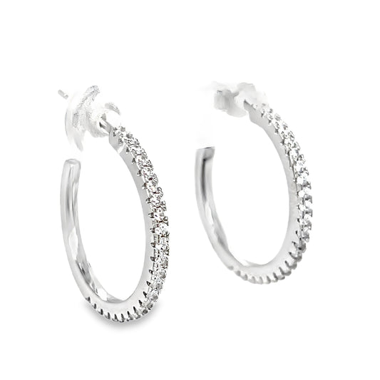 Sterling Silver CZ Set Hoop Earrings