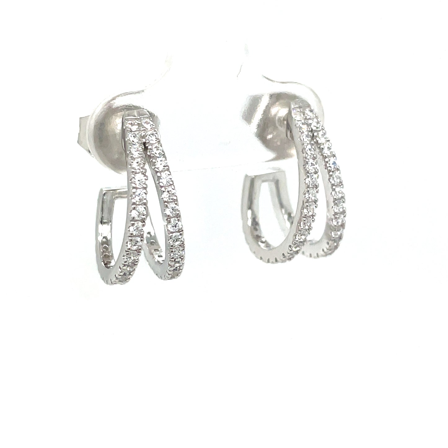 Sterling Silver CZ Double Hoop Earrings