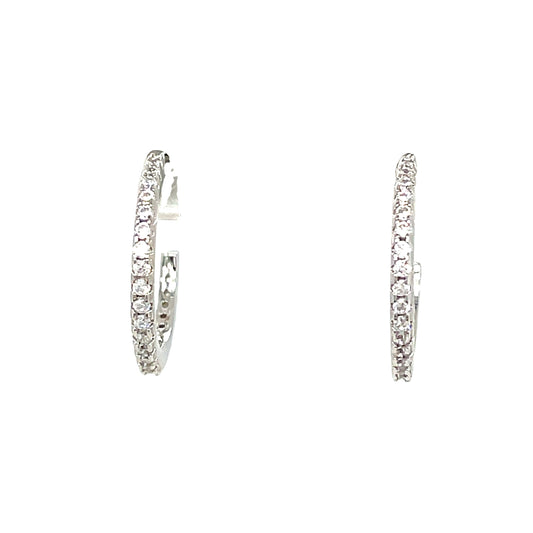 Sterling Silver CZ Set Huggy Hoop Earrings