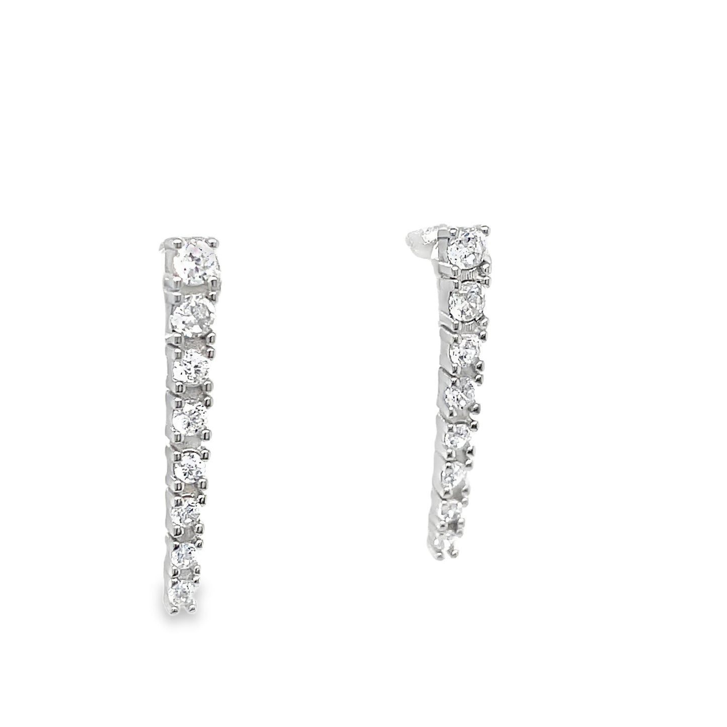 Sterling Silver Eight Stone CZ Graduated Earrings