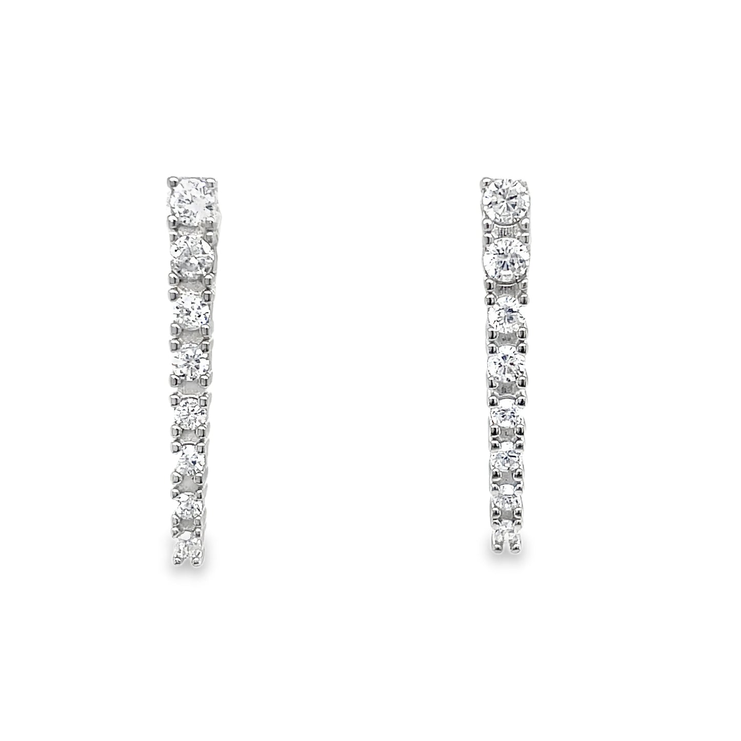 Sterling Silver Eight Stone CZ Graduated Earrings