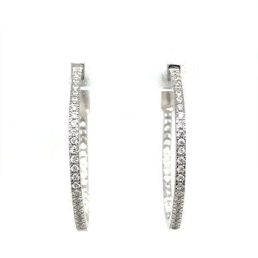 Sterling Silver 30mm CZ Hoop Earrings