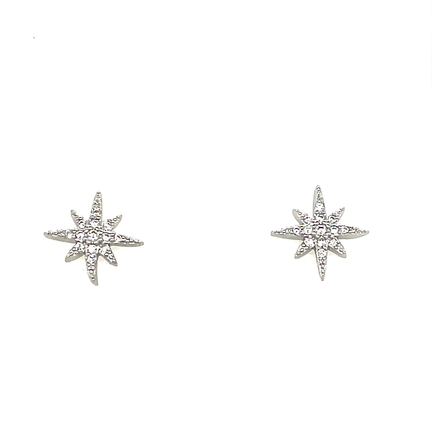 Sterling Silver CZ North Star Pendant and Earring Set