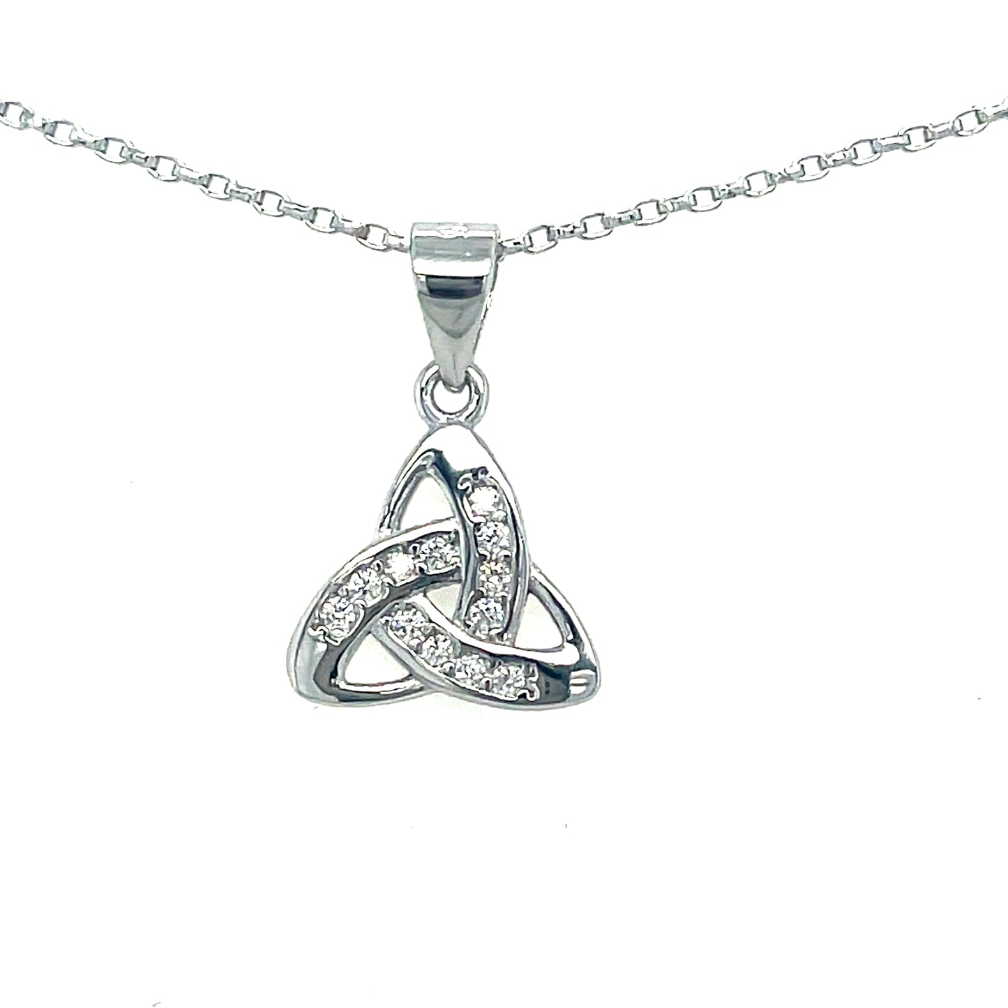 Sterling Silver Open CZ Trinity Knot Pendant and Earring Set