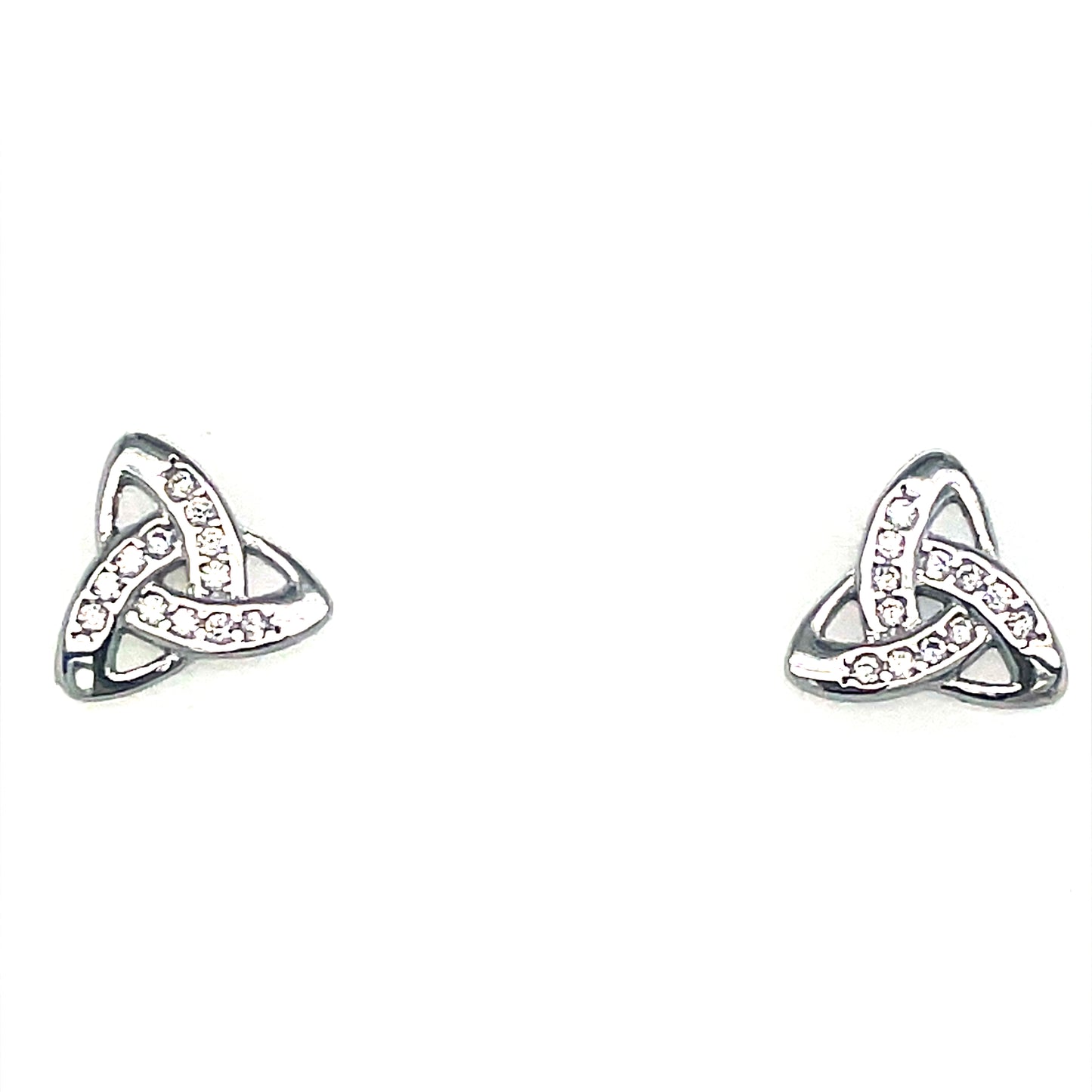 Sterling Silver Open CZ Trinity Knot Pendant and Earring Set