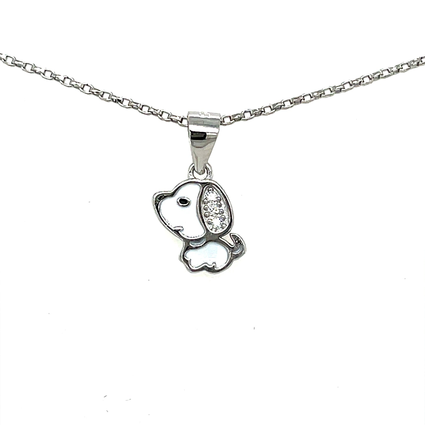 Sterling Silver CZ and Enamel Kids Pendant and Earring Set