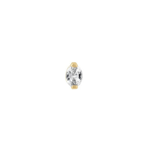 9ct Single Flatback Marquise Cubic Zirconia Stud Earring