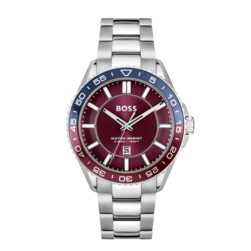 Gents Hugo Boss Runner Red Dial Tachymeter Watch