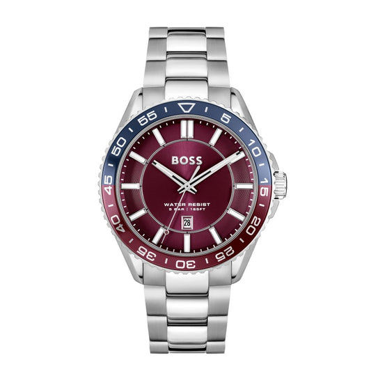 Gents Hugo Boss Runner Red Dial Tachymeter Watch