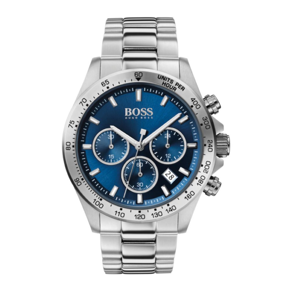 Gents Hugo Boss Hero Chronograph Tachymeter Blue Dial Watch