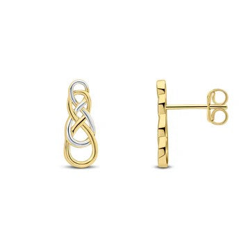 9ct Two Tone Fancy Figure Of 8 Stud Earrings