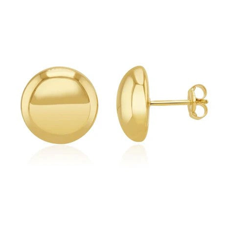 9ct 10mm Polished Button Stud Earrings