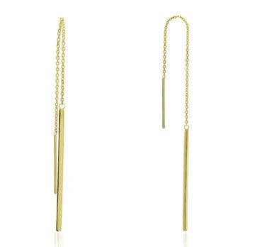 9ct Yellow Gold Bar Drop Earrings