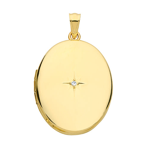 9ct Yellow Gold Diamond Set North Star Oval Locket