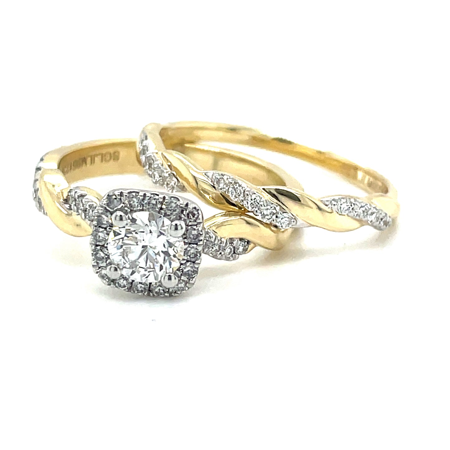 9ct Ring Cultured Diamond Twisted Band .12ct