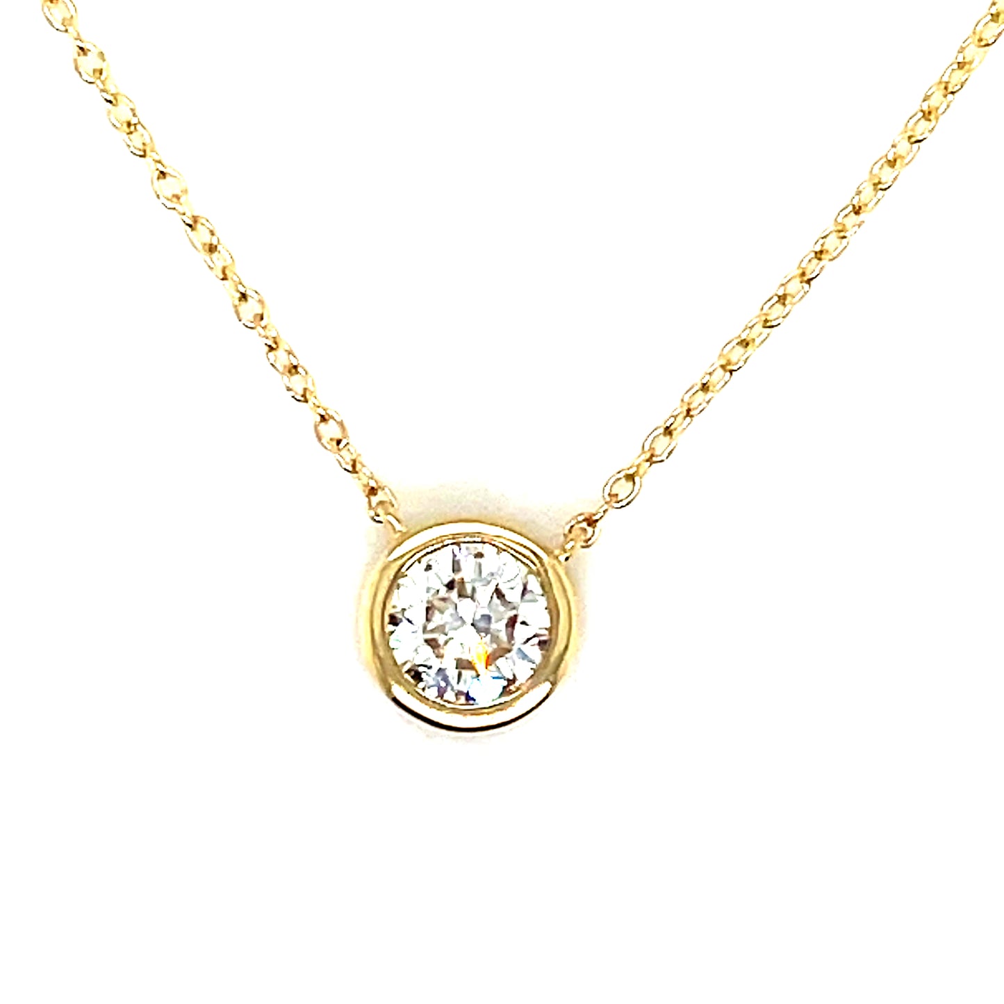 9ct Yellow Gold Rubover Set Cultured Diamond Pendant .50ct