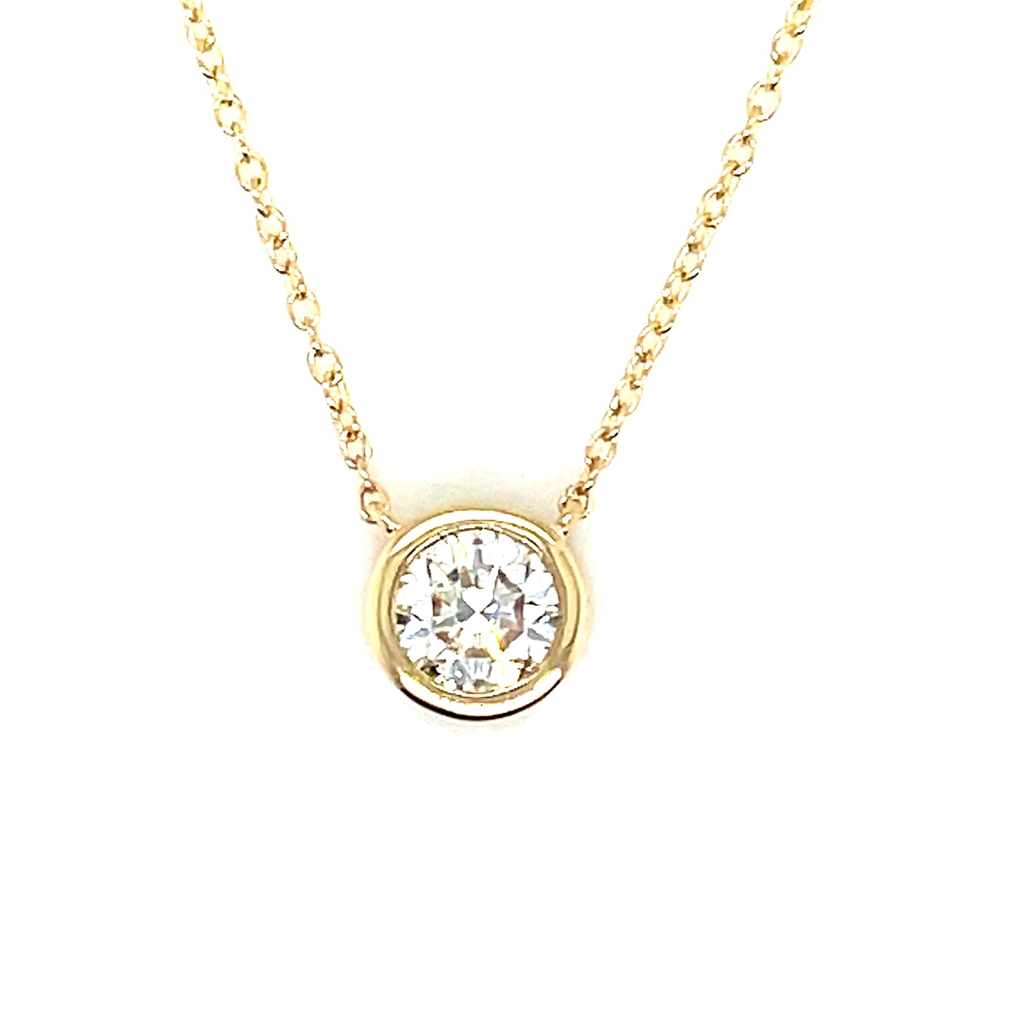 9ct Yellow Gold Rubover Set Cultured Diamond Pendant .50ct