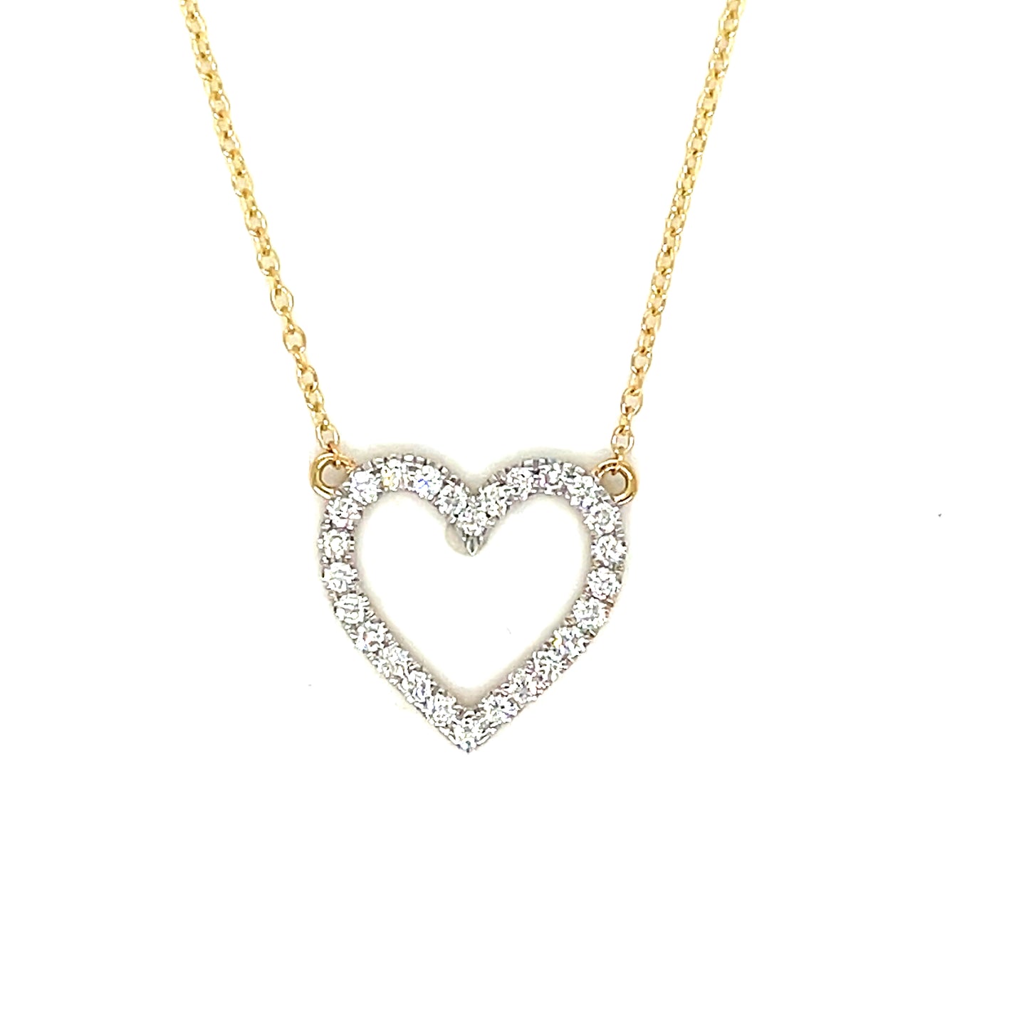 9ct Yellow Gold Open Heart Diamond Necklet .25ct