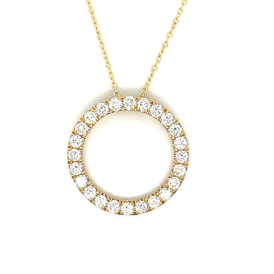 9ct Yellow Gold Open Circle Cultured Diamond Set Pendant 1.00ct