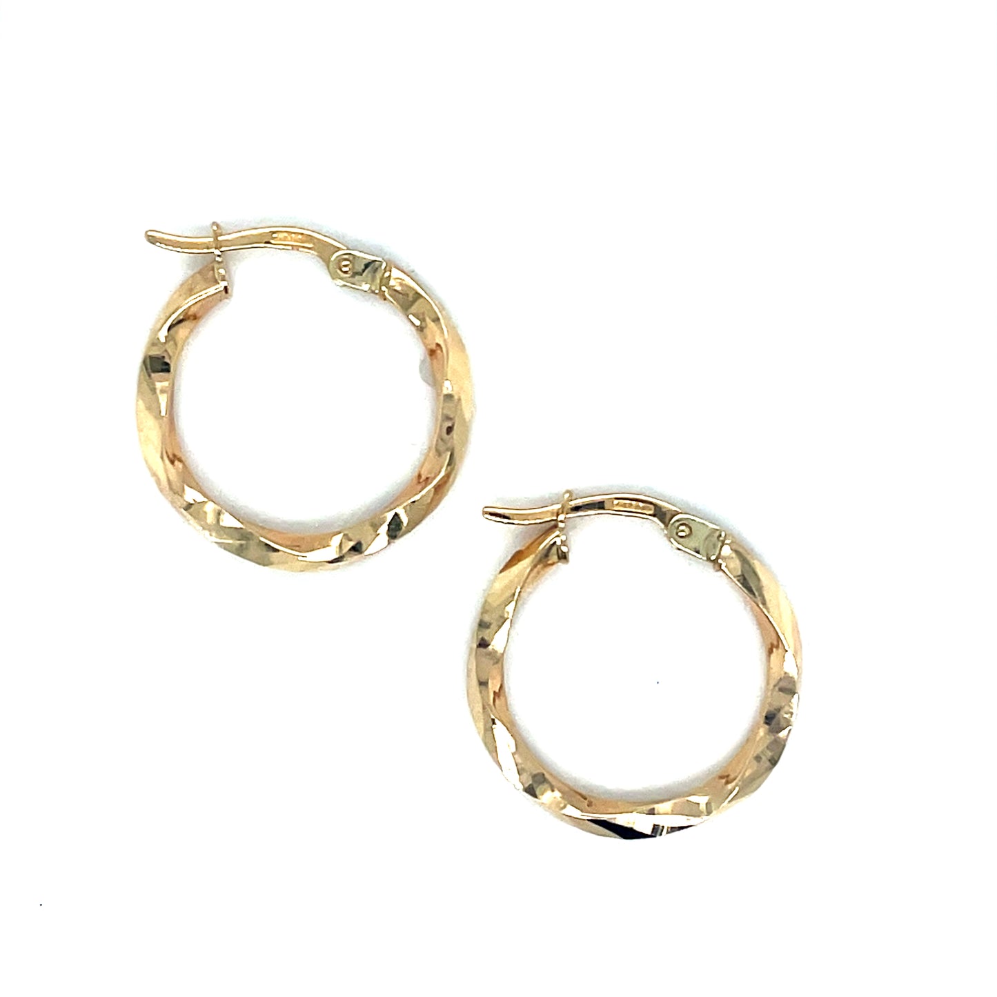 9ct Diamond Cut Twist 20mm Hoop Earrings