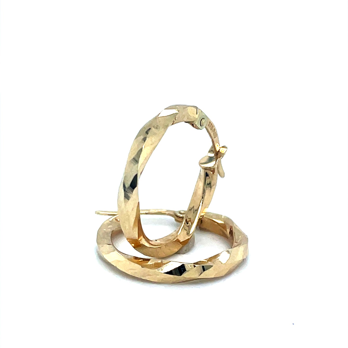 9ct Diamond Cut Twist 20mm Hoop Earrings