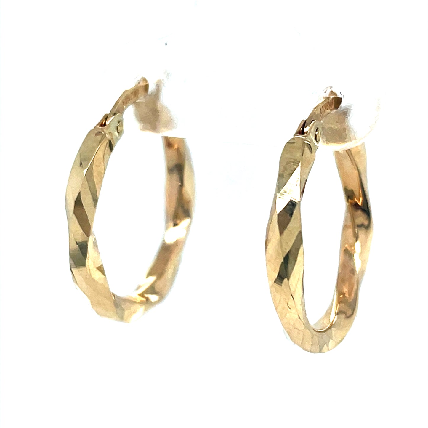 9ct Diamond Cut Twist 20mm Hoop Earrings