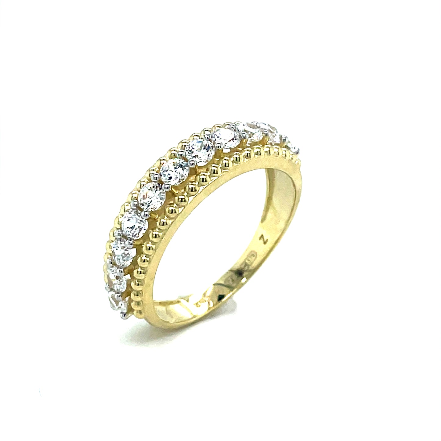 9ct Ring Cz Et Millgrain