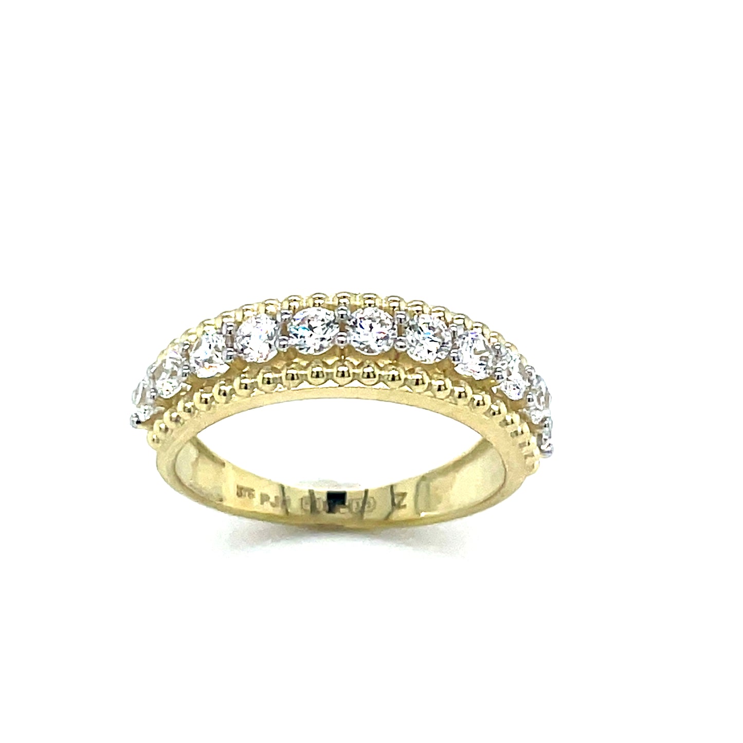 9ct Ring Cz Et Millgrain