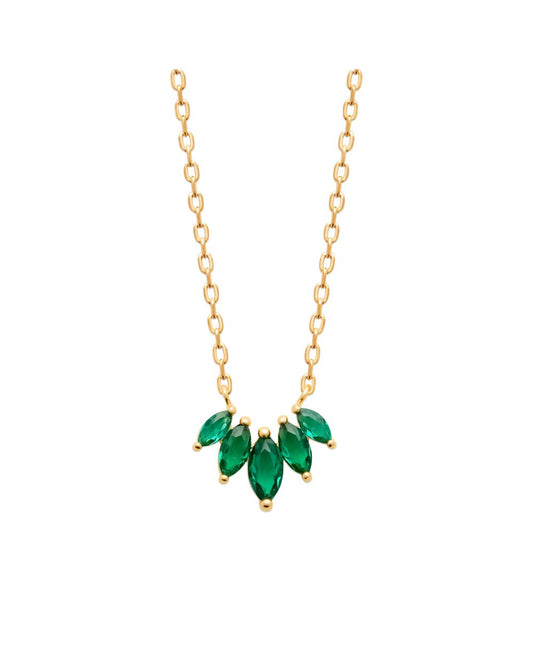 Burren 18ct Gold Plated 5 Points To Love Green Necklet