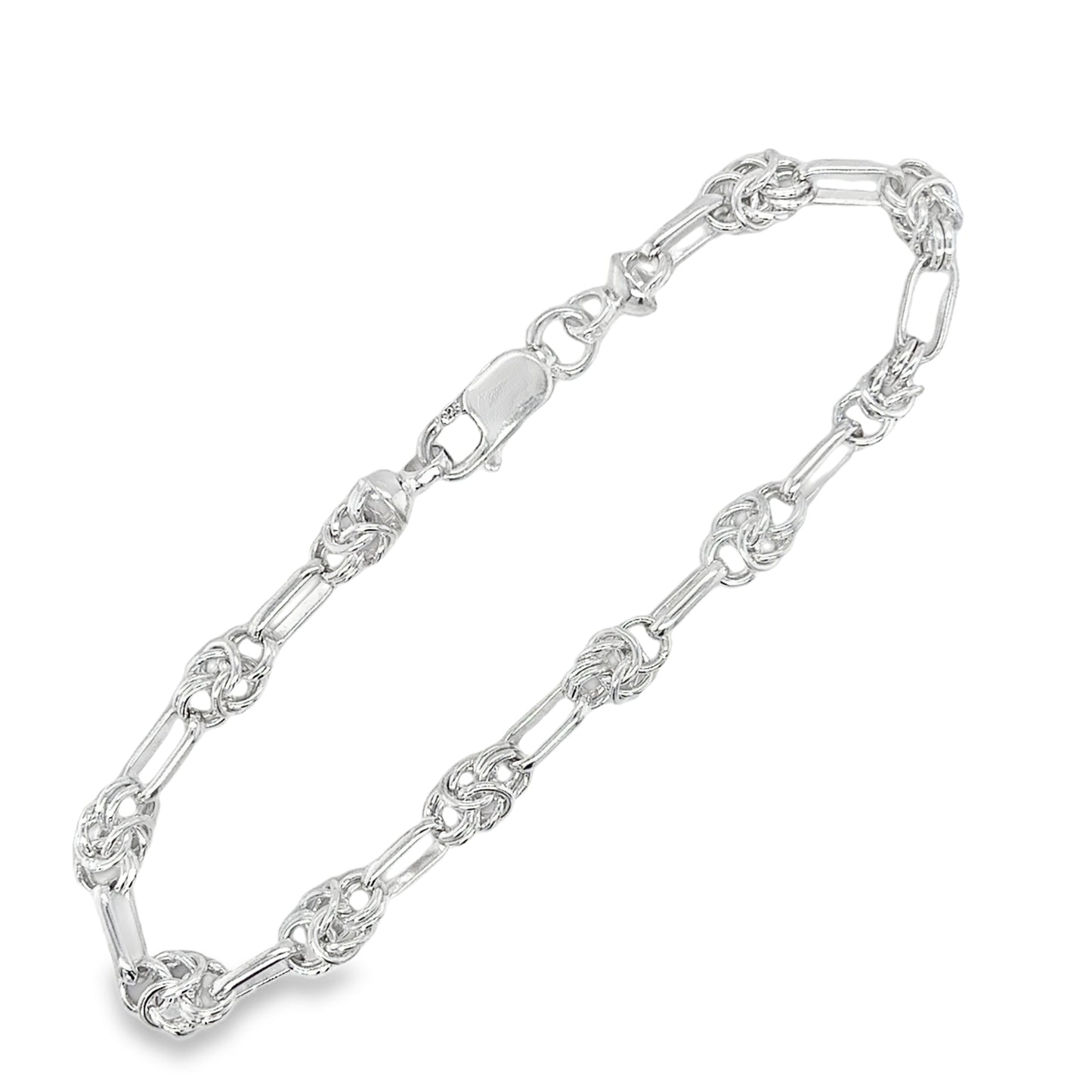 Sterling Silver Polished Byzantine Oval Bracelet 7.5'