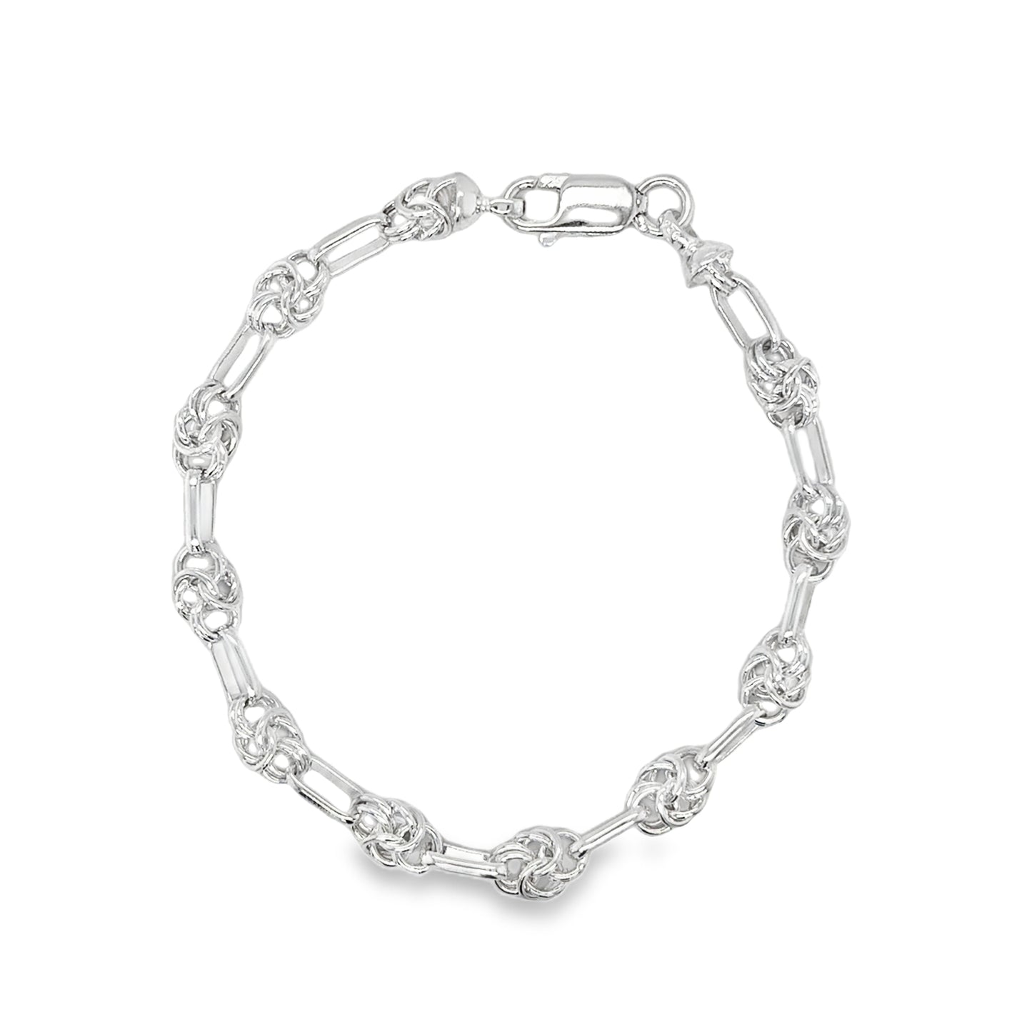 Sterling Silver Polished Byzantine Oval Bracelet 7.5'