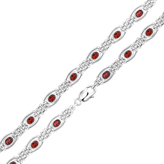 Sterling Silver Garnet Stone Gate Bracelet