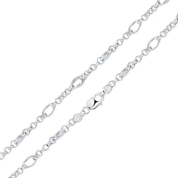 Sterling Silver Belcher & Oval Twist Link Bracelet