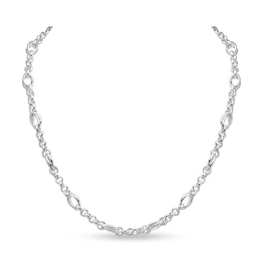 Sterling Silver Belcher & Oval Twist Link Necklet