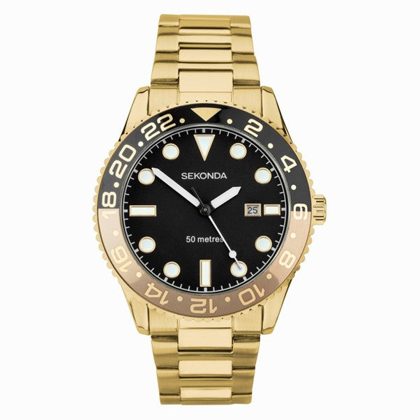 Gents Sekonda Rolled Gold Bracelet With Black Dial