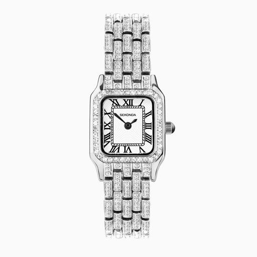 Ladies Stinless Steel Sekonda Monica Stone Set Square Roman Numeral Watch