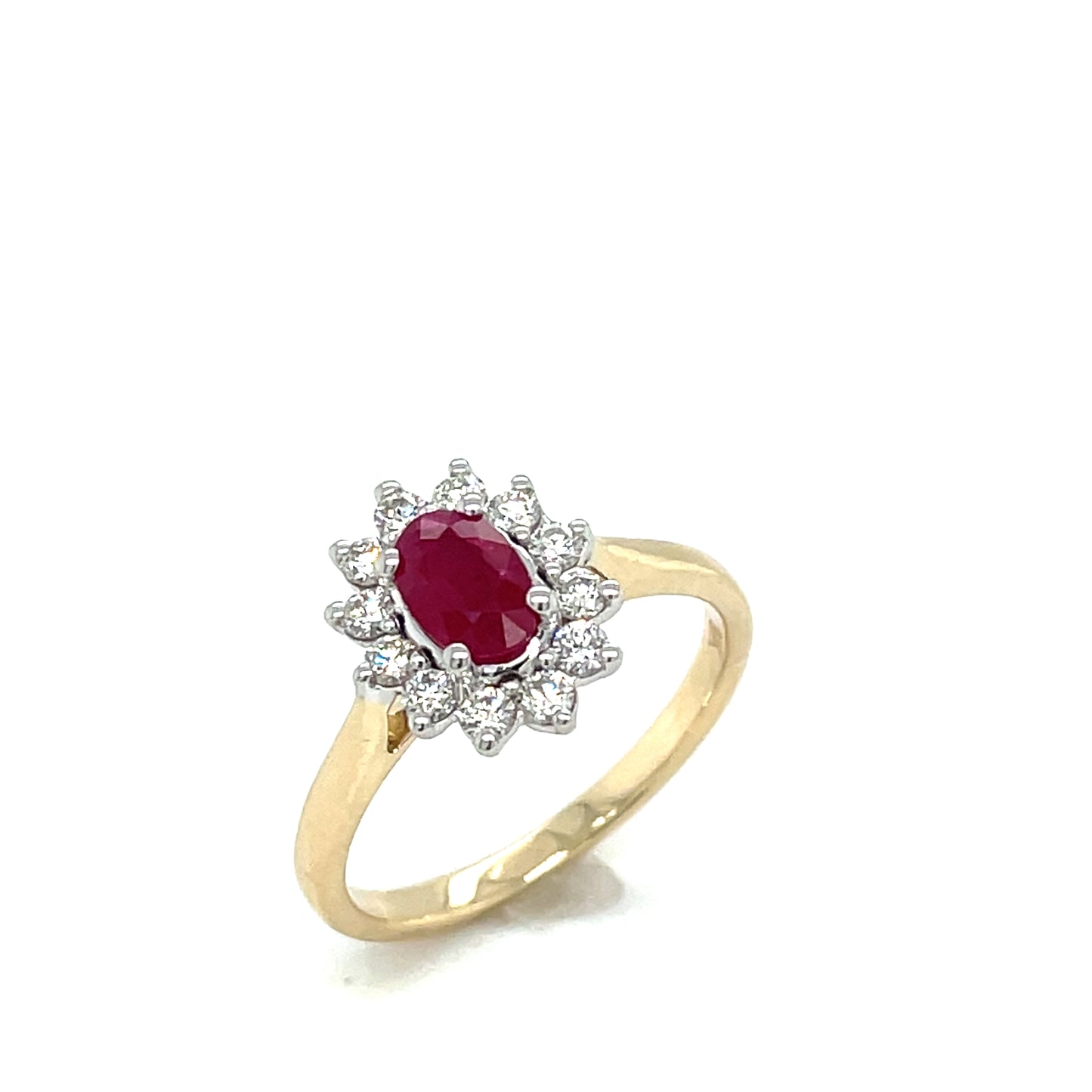 9ct Oval Ruby & Diamond Cluster Ring .30ct