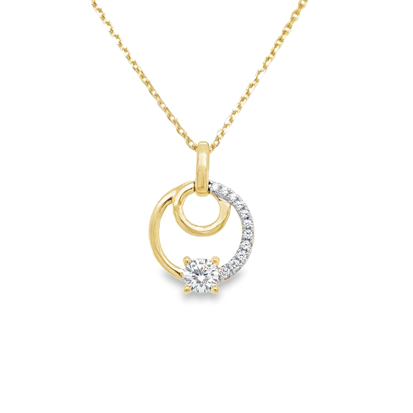 9ct Cubic Ziroconia Open Circle Swirl Pendant
