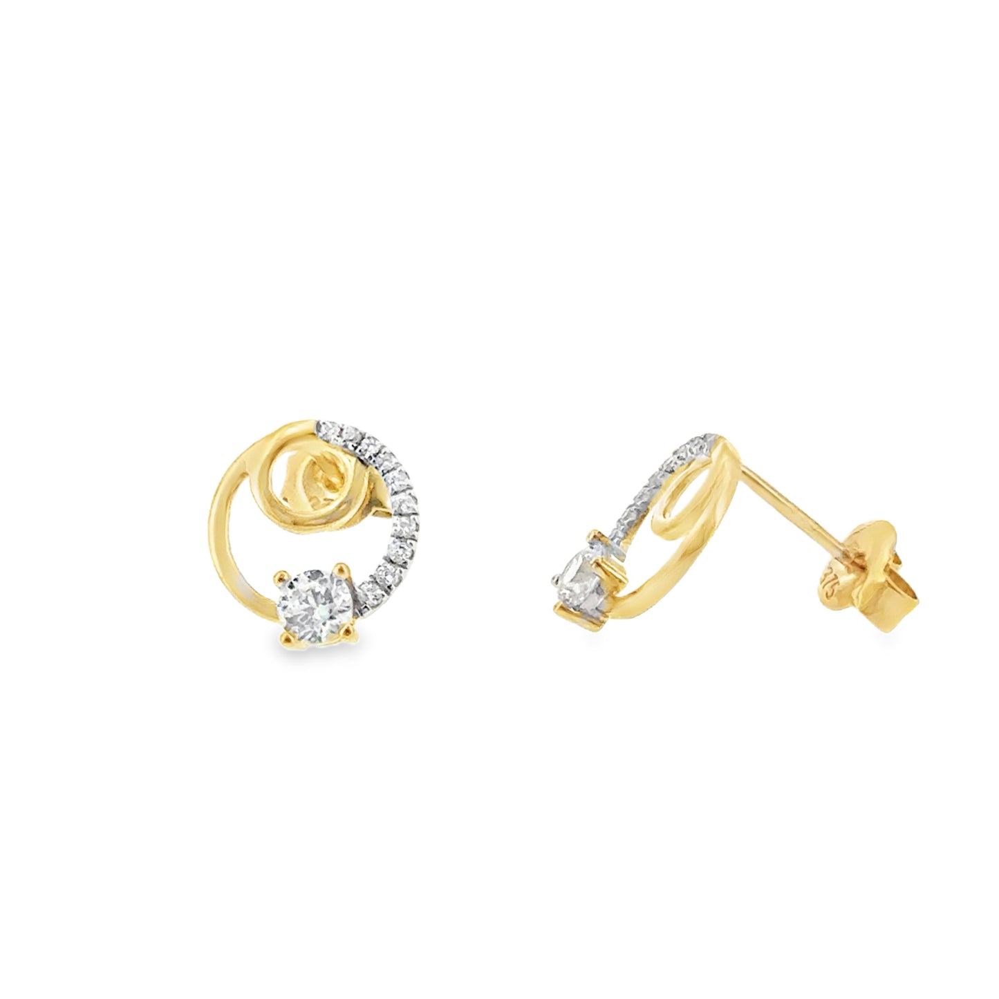 9ct Cubic Zirconia Open Circle Swirl Earrings