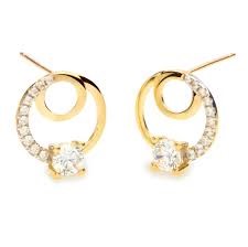 9ct Cubic Zirconia Open Circle Swirl Earrings